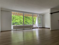 Wohnzimmer mit großer Glasfront Wohnzimmer mit großer Glasfront